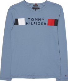 TOMMY HILFIGER Tričko kouřově modrá / bílá / černá / červená