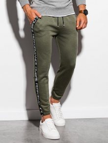 Ombre Clothing Stylové khaki tepláky s potiskem P899