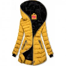 Zimní prošívaná bunda s kapucí žlutá