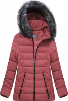 Růžová prošívaná dámská zimní bunda s kapucí (XB9503X) růžová S (36)