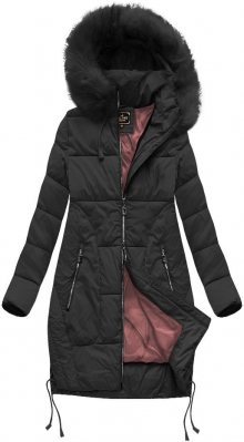 Černá prošívaná dámská zimní bunda s kapucí (7690BIG) černá 46