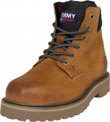 Tommy Jeans Šněrovací boty tmavě šedá / karamelová