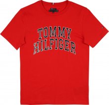 TOMMY HILFIGER Tričko červená / bílá / černá