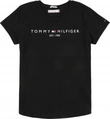 TOMMY HILFIGER Tričko černá / bílá / kobaltová modř
