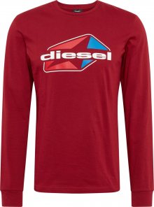 DIESEL Tričko červená / bílá / modrá
