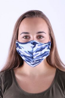 Textilní rouška s nanostříbrem maskáč modrá