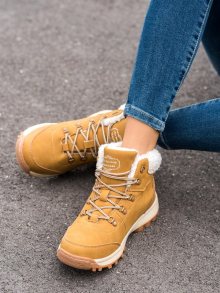 Exkluzívní  trekingové boty dámské hnědé na plochém podpatku