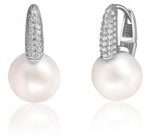 JwL Luxury Pearls Luxusní stříbrné náušnice s pravou perlou a zirkony JL0647