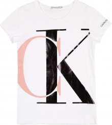 Calvin Klein Jeans Tričko bílá / černá / růžová
