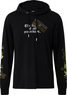 DIESEL Tričko \'T-JUST\' černá / bílá / khaki / limetková