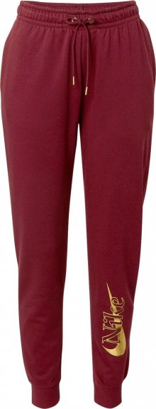 Nike Sportswear Kalhoty vínově červená / žlutá