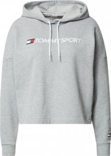 Tommy Sport Sportovní mikina šedá / bílá