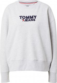 Tommy Jeans Mikina červená / tmavě modrá / šedý melír