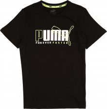 PUMA Funkční tričko \'Alpha Graphic\' černá / bílá / svítivě žlutá
