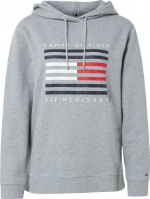 TOMMY HILFIGER Mikina šedá / bílá / tmavě modrá / marine modrá