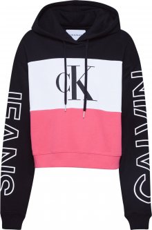 Calvin Klein Jeans Mikina černá / bílá / pink