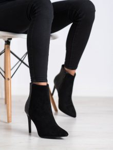 Originální  kotníčkové boty dámské černé na jehlovém podpatku