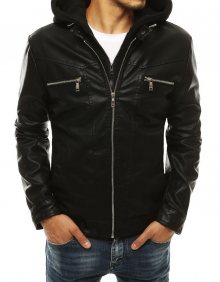 Dstreet Koženková bunda s kapucí v černé barvě