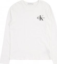 Calvin Klein Jeans Tričko bílá / černá / šedý melír