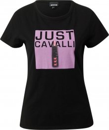 Just Cavalli Tričko černá / fialová / pink