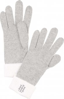 TOMMY HILFIGER Prstové rukavice šedá / bílá
