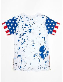 Bílé chlapecké tričko s motivem americké vlajky