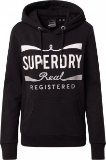 Superdry Mikina \'MONO REAL ENTRY\' černá / bílá