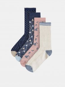 Sada čtyř párů ponožek v modré, růžové a krémové barvě Something Special  