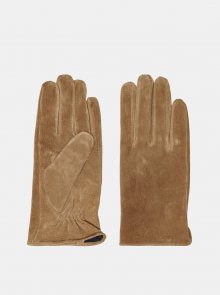 Světle hnědé kožené rukavice ONLY