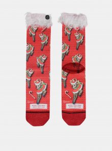 Červené dámské ponožky s vánočním motivem XPOOOS - ONE SIZE