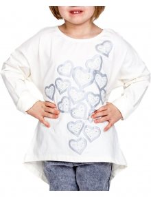 Béžové dívčí tričko s potiskem srdcí