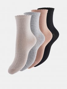 Sada čtyř párů ponožek v krémové, šedé a černé barvě Pieces Rhona - 39-41