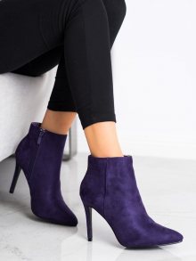 Trendy  kotníčkové boty dámské fialové na jehlovém podpatku