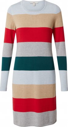 EDC BY ESPRIT Úpletové šaty červená / šedá / béžová / zelená