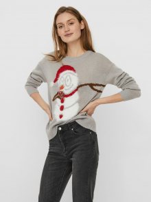 Šedý svetr s vánočním motivem VERO MODA - XS
