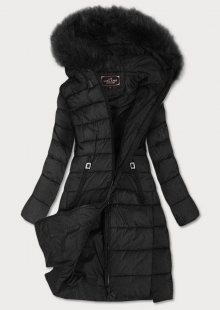 Černá dámská prošívaná zimní bunda s kapucí s(7754) černá S (36)
