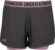 UNDER ARMOUR Sportovní kalhoty \'Play Up Short 2-in-1\' tmavě šedá / fialová