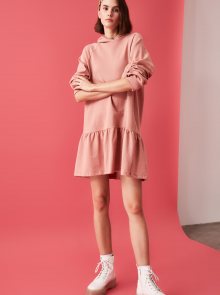 Růžové mikinové šaty Trendyol
