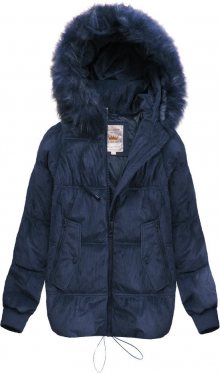Dámská manšestrová zimní bunda s kapucí LD-7696 - Libland tmavě modrá L