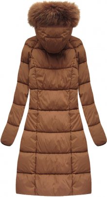 Dlouhá prošívaná zimní bunda s kapucí (7751) - Libland hnědá 6XL