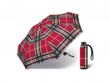 Happy Rain Petito Checks Red dámský skládací mini deštník - Červená