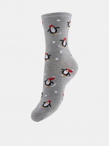 Šedé ponožky s vánočním motivem Pieces