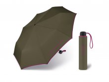 United Colors of Benetton Super Mini Olivenight - olivový deštník s fialovým lemem - Olivová