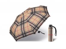 Happy Rain Petito Checks Camel dámský skládací mini deštník - Béžová