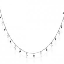Amen Stříbrný náhrdelník s krystaly a křížky Candy Charm CLMICRBN
