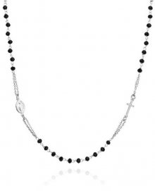 Amen Originální stříbrný náhrdelník s onyxy Rosary CROBN3