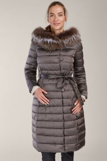 Kara metalicky hnědý prošívaný zimní kabát - 36
