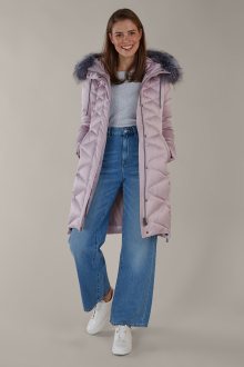 Kara pudrový zimní kabát s kožešinou - 40