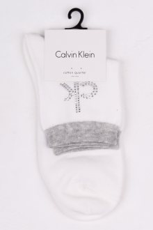Calvin Klein bílé kotníkové ponožky Modern Crystal Logo  - 37-41