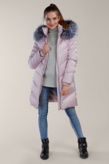 Kara pudrový péřový zimní kabát - 36